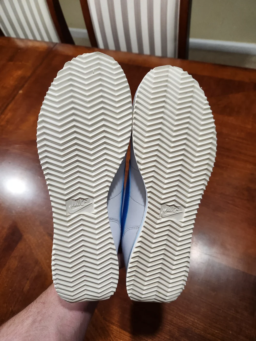 Nike Women's Classic Cortez Leather Sneakers - White/Blue Size 10 or 8.5 Men